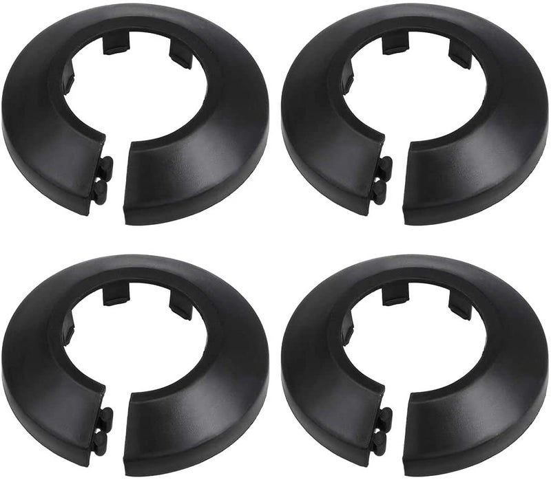 Juvielich 4Pcs PP Plastic Flange Cover Decoration Black Escutcheon Collar Radiator Wall Pipe Tube Decoration for 0.98""/25mm Pipe - Image 1